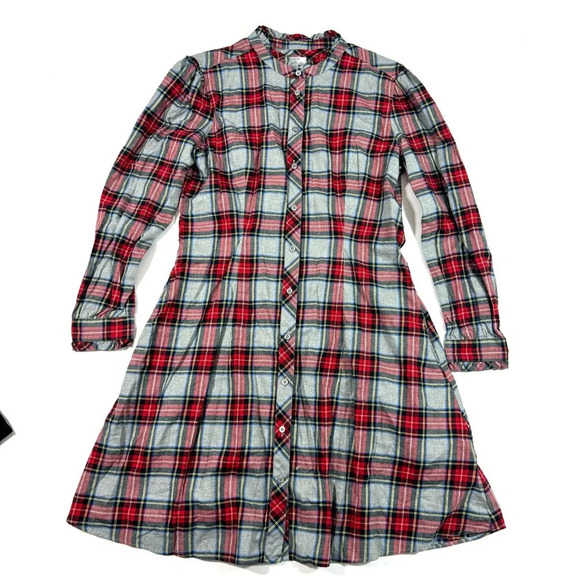 Untuckit Harrison Plaid Shirt Dress Grey Red Holiday Pockets - Picture 1 of 9